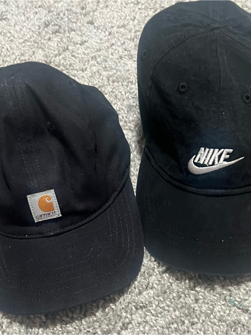 Bundle of two Carhartt and Nike Black Toddler Baseball Cap with Woven Logo Patch